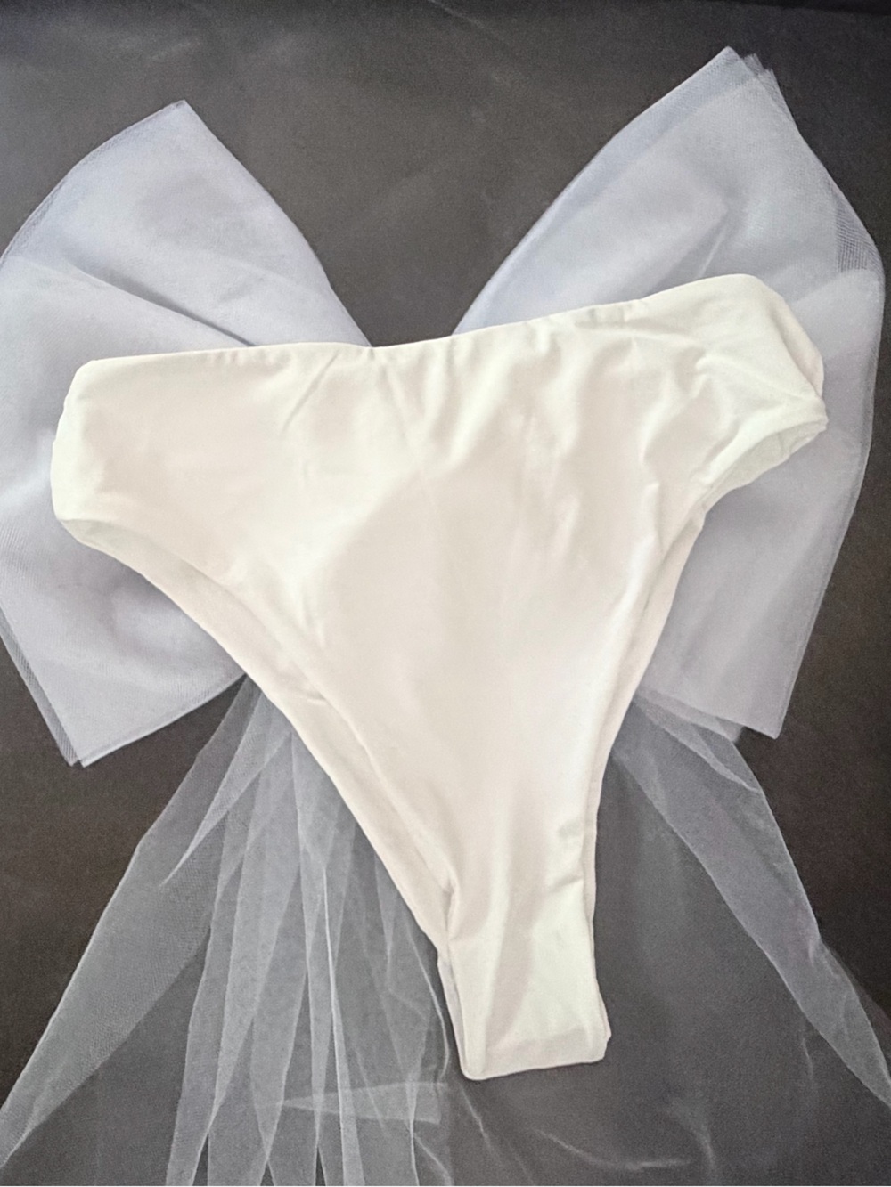 Bridal Swim White Tulle Bow Veil Accent Bottoms - Picture 3 of 4